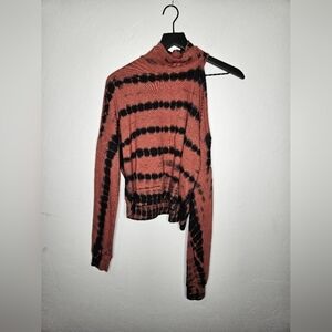 LA Made Turtle Neck Shoulder cut off Tie Dye Sweater in  Small
